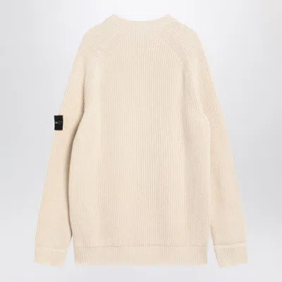 Stone Island Fisherman Rib Cotton Jumper In Neutral
