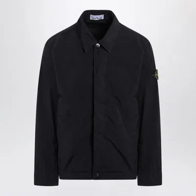 Stone Island Navy Blue Overshirt Jacket Men In Black