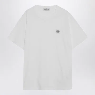Stone Island Embroidered Cotton Jersey T-shirt In White