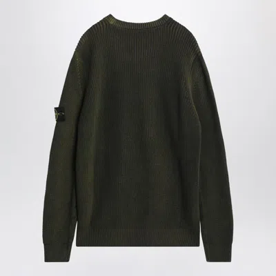 Stone Island Two-tone Fern-coloured Cotton Sweater In Green