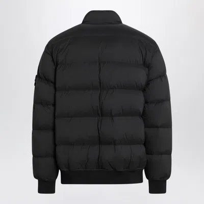 Stone Island Puffy Jacket With High Collar And Ribbed Detailing In Black