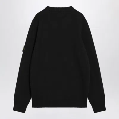 Stone Island Fancy Yarn Crewneck Jumper With Brushed Texture In Black