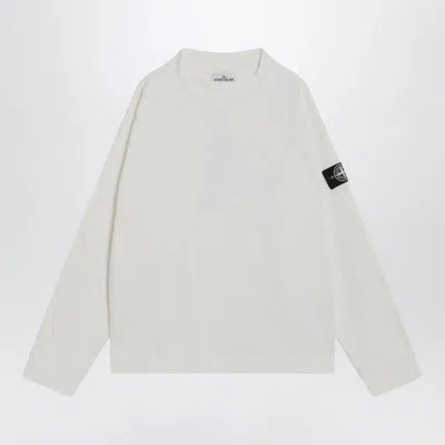 Stone Island Crater Neck Cotton Sweatshirt In White