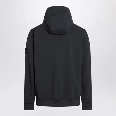 Stone Island Navy Blue Technical Fabric Jacket In Black