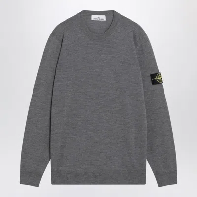 Stone Island Logo Patch Crewneck Jumper In Gray