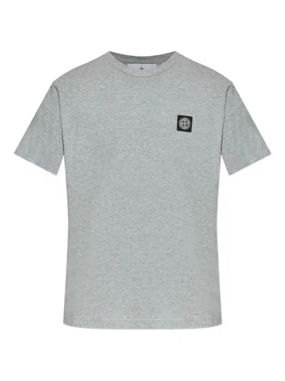 Stone Island Logo-patch Cotton T-shirt In Gray