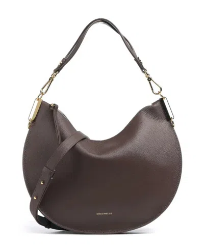 Coccinelle Half-moon Zip-top Bag In Brown