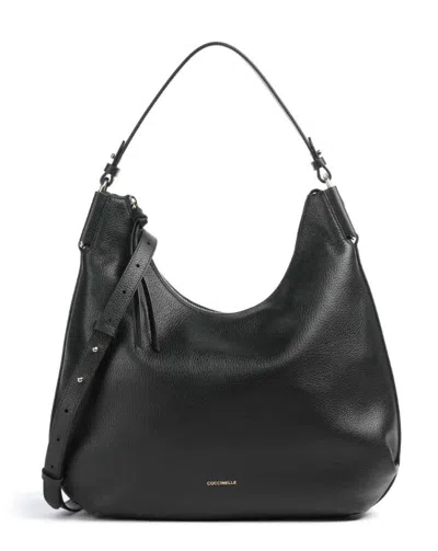 Coccinelle Malory Grained-leather Shoulder Bag In Black