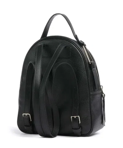 Coccinelle Leather Backpack With A Granular Texture In Black