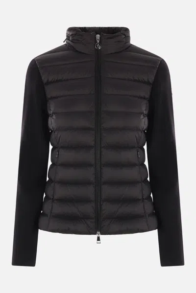 Moncler Wool-blend Zip-up Cardigan In Black