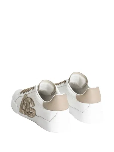 Dolce & Gabbana Portofino Light Strobel Leather Low-top Sneakers In White