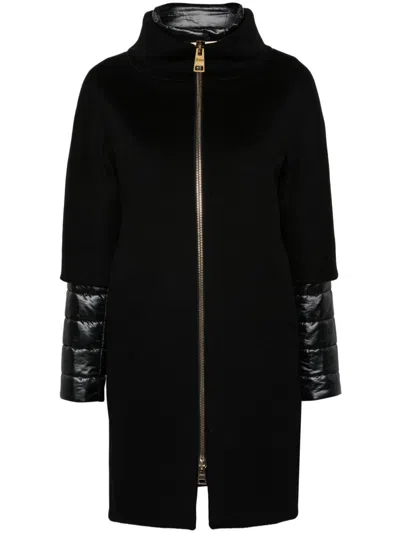Herno Black Virgin Wool Coats In Black