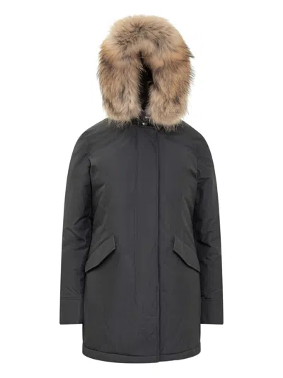 Woolrich Arctic Raccoon Parka In Black