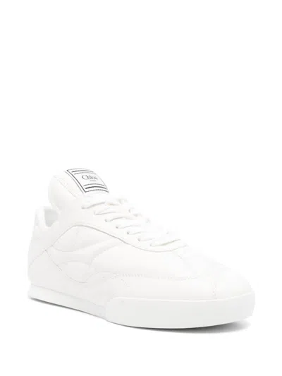 Chloé Womens Winter Wht Kick Brand-patch Leather Low-top Trainers Eur 36 / 3 Uk In White