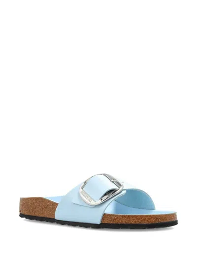Birkenstock Buckle Patent Leather Flat Sandals In Blue