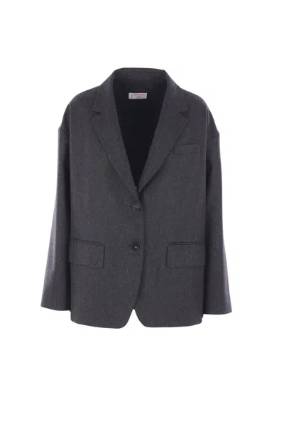 Alberto Biani Single-breasted Wool Blazer In Gray