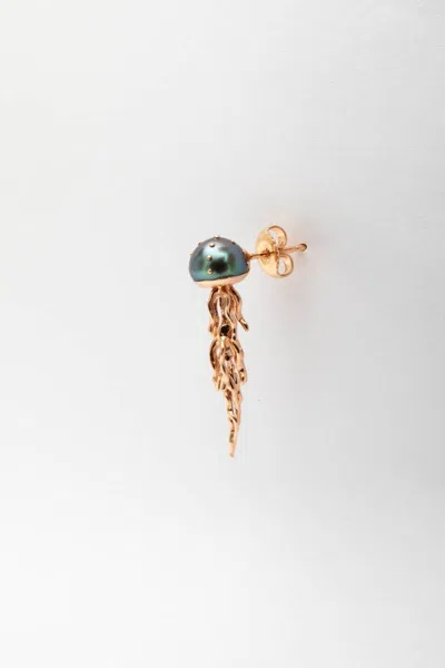 Bibi Van Der Velden 18kt Rose Gold Mini Jellyfish Pearl Earrings In Gold