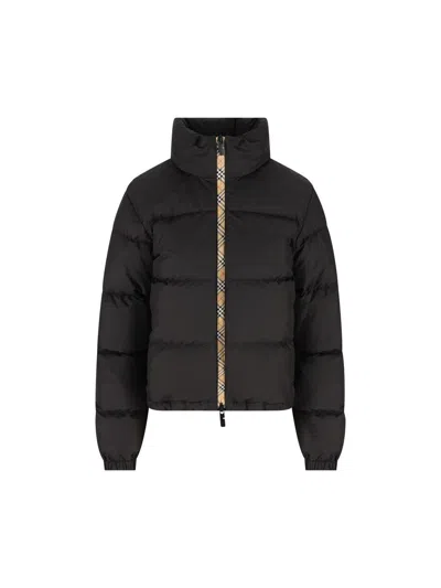 Burberry Puffer Jacket With Concealed Hood In Black