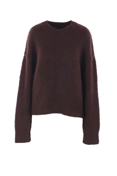 Uma Wang Crewneck Knitwear Textured Fabric In Brown