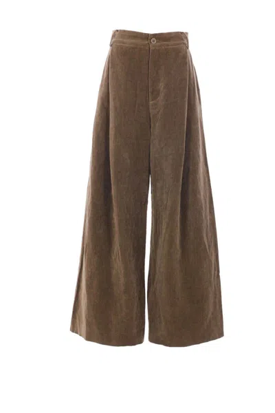 Uma Wang Trousers Straight-leg Button Detail In Brown