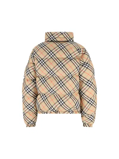 Burberry Womens Sand Ip Check Check-print Hooded Shell-down Jacket In Burgundy
