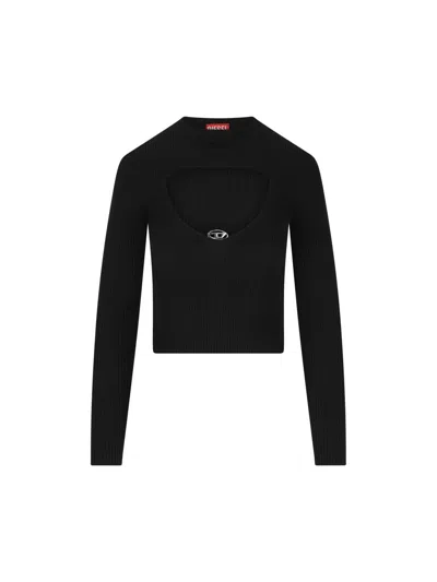 Diesel Logo Plaque Crewneck Jumper In Black