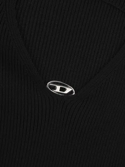 Diesel Logo Plaque Crewneck Jumper In Black