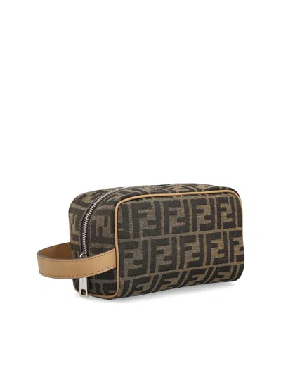 Fendi Beauty Case Small Ff Jacquard Beauty Case In Jacquard Ff Brown In Multi