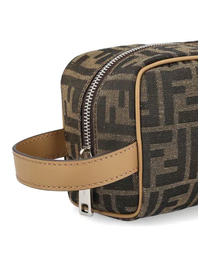 Fendi Beauty Case Small Ff Jacquard Beauty Case In Jacquard Ff Brown In Multi
