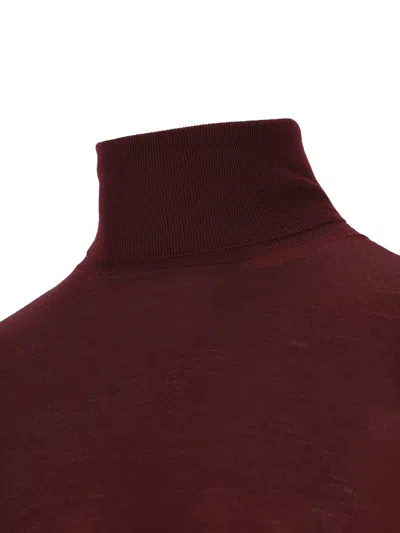 Saint Laurent Wool Turtleneck Sweater Long Sleeves In Red