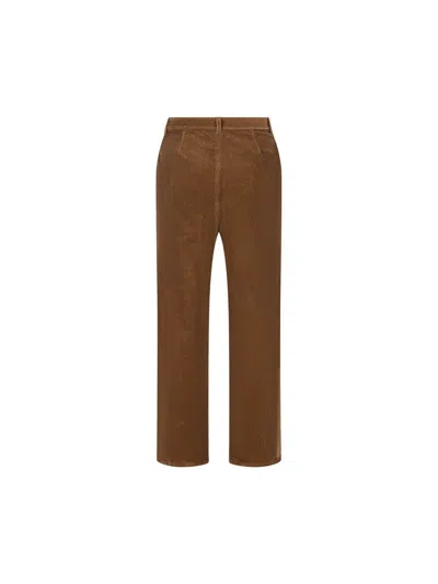 Saint Laurent Straight-leg Pleated Cotton-corduroy Trousers In Brown