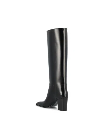 Saint Laurent Stivali Julia 70 In Pelle Nera Donna In Black