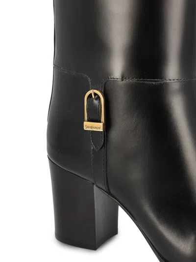 Saint Laurent Stivali Julia 70 In Pelle Nera Donna In Black