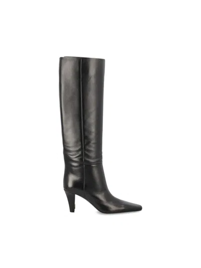 Saint Laurent Jill Calfskin Knee Boots In Black