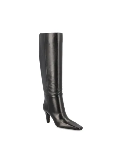 Saint Laurent Jill Calfskin Knee Boots In Black