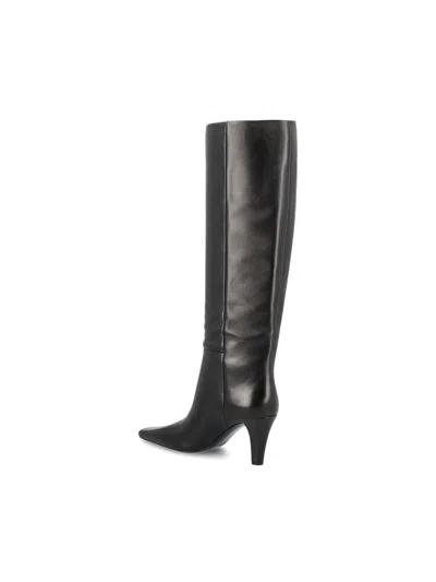 Saint Laurent Jill Calfskin Knee Boots In Black