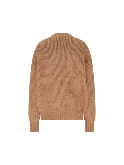 Saint Laurent Ribbed Crew-neck Sweater In Brown