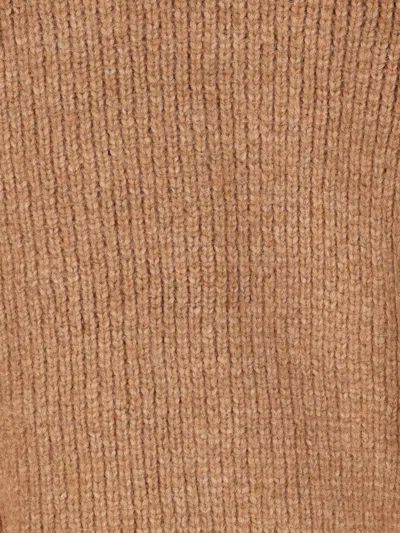 Saint Laurent Ribbed Crew-neck Sweater In Brown