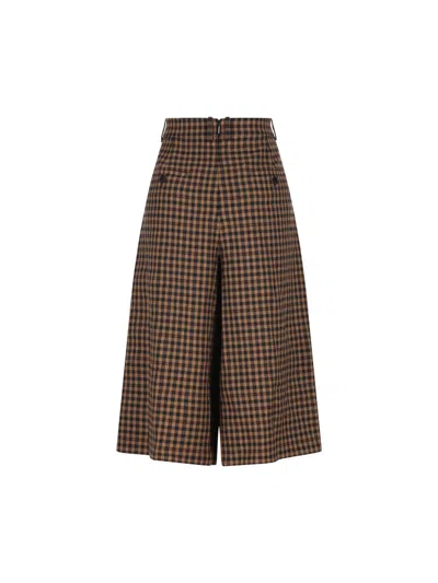 Saint Laurent Houndstooth Pattern Trousers With Belt Loops In Brown