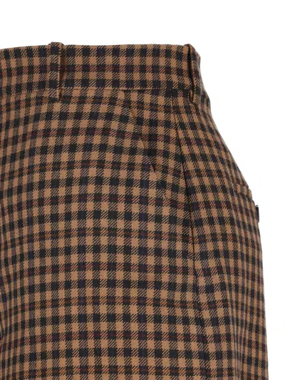 Saint Laurent Houndstooth Pattern Trousers With Belt Loops In Brown