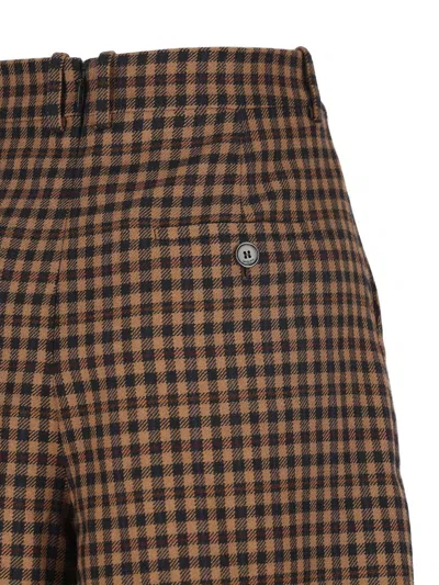 Saint Laurent Houndstooth Pattern Trousers With Belt Loops In Brown