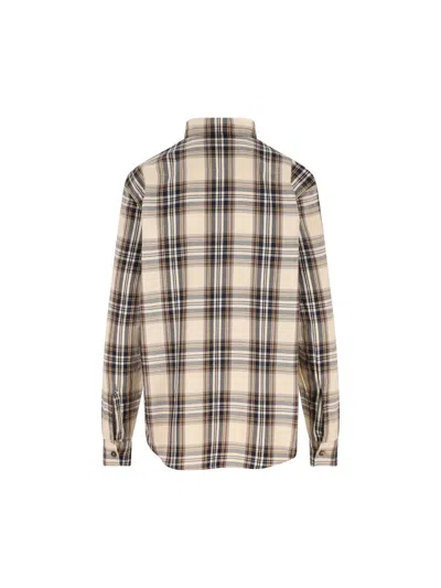 Saint Laurent Tartan Check Long-sleeved Shirt In Multi