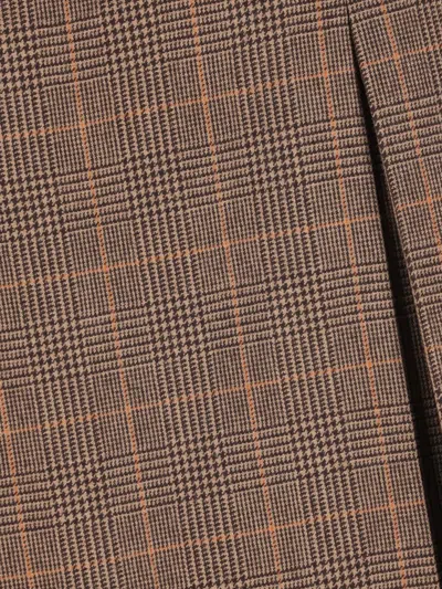Saint Laurent Midi Skirt In Prince Of Wales Wool And Cashmere In Brown
