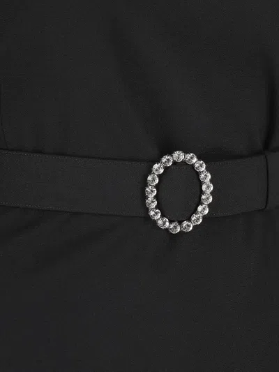 Saint Laurent Wool-cotton Belted A-line Mini Dress In Black