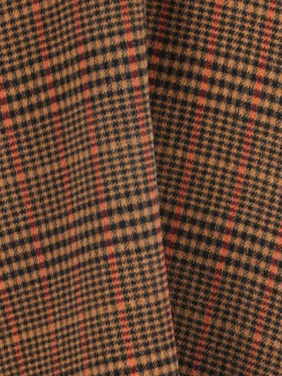 Saint Laurent Plaid Cape In Brushed Wool In Brown