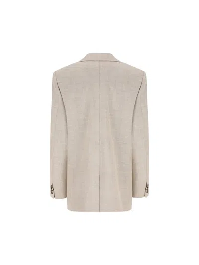 Saint Laurent Cappuccino Wool Blazer In Neutral