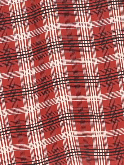 Saint Laurent Silk Blouse With Plaid Pattern And Ruffles In Red