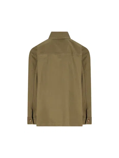 Saint Laurent Green Shirt With Classic Collar And Cassandre Embroidery On The Front In Cotton Man In Green