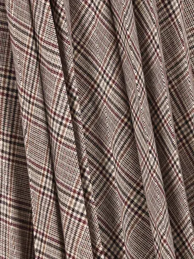 Saint Laurent Pleated Check-pattern Maxi Skirt In Gray