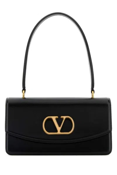 Valentino Black Leather Vain Shoulder Bag In Black